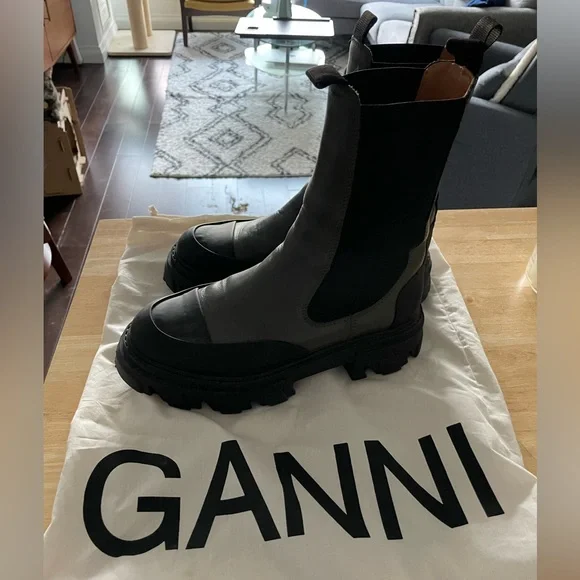 Green ganni boots size 40